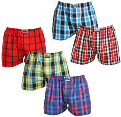 Styx 5PACK férfi bő szárú boxeralsók Styx klasszikus gumipánt többszínű (5A103135) M - pepita