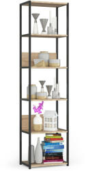 AKORD Loft Sonoma Polcos Fém Állvány Fekete/Tölgy 192 cm (AKO-REGMETCZARSONCL500) - pepita