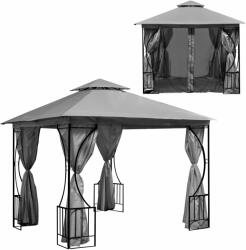 2 az 1-ben kerti pavilon sátor 3x3 m szúnyoghálóval és teljes falú MultiGardennel (1701M 3X3 M+S GRAY)
