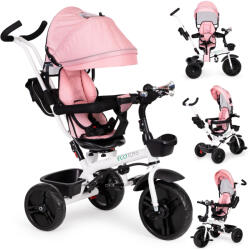 Háromkerekű babakocsi 360°-ban forgatható üléssel, rózsaszín ECOTOYS (JM-322 PINK)