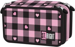ST.RIGHT Penar cu rechizite St. Right Pink Checkered - Cu 3 fermoare (PC05) Penar