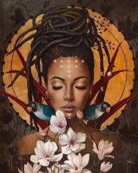 MagicArt Pictură mozaic cu diamante MagicArt: Premium - Regina africană, 40 x 50 cm, cu mărgele rotunde + AB (VC-TY1230)