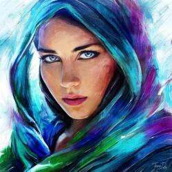 MagicArt Pictură mozaic cu diamante MagicArt: Premium -Doamna misterioasă, 40 x 50 cm, cu mărgele rotunde (VC-TY726)