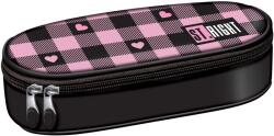ST.RIGHT Penar oval pentru școală St. Right Pink Checkered -Cu 1 fermoar (PC01) Penar