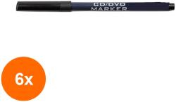 KOH-I-NOOR Set 6 x Marker Permanent Negru pentru CD sau DVD, Koh-I-Noor (HOK-6xKH-K4003-38N)