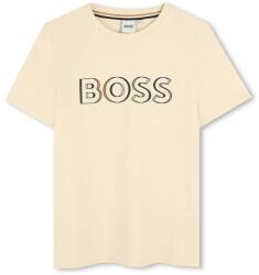 HUGO BOSS gyerek pamut póló bézs, nyomott mintás, J52034 - bézs 114
