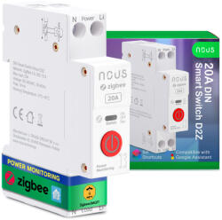 Nous D2Z DIN-sín kompatibilis Tuya Zigbee fogyasztásmérős relémodul 20A (NOU-REL-D2Z-TUYA-ZB)