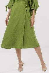 Shopika Fusta midi in stil petrecut din in, verde olive Talie unica