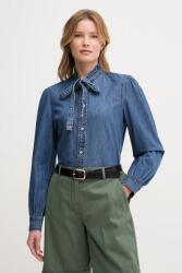 Benetton pamut ing fűzős nyakkivágású, sötétkék, regular, 5RZKDQ0BE - sötétkék S