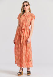 Funky Buddha Rochie Cămașă Midi de Vară FBL011-137-13-MANDARIN (FBL011-137-13-MANDARIN)