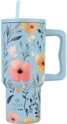 Estia Home Art Straw Tumbler XL Save the Aegean Reciclabil Pahar cu mâner Termos Oțel inoxidabil Fără BPA 900ml Sky Garden cu Pai și Mâner 01-32036 (01-32036)