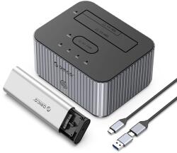 ORICO IT28E-C 2-lemezes dokkoló állomás M. 2 NVME 2.5"/3.5" HDD/2.5" SSD klónozó funkcióval - Szürke