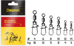 Delphin Rolling swivel with micro snap / 10db (14/3kg) (969B05014)