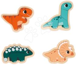 Janod Puzzle din lemn cu piese de inserație - Dinozauri 4în1 Dino Progressive Puzzle Janod 2-3-4-5 piese de la 18 luni (J05824) Puzzle