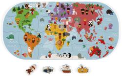 Janod Jucărie de apă puzzle Harta lumii Bath Explorers Puzzle Janod din plastic 28 piese J04719 (J04719) Puzzle