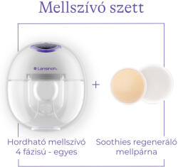 Lansinoh hordható mellszívó 4 fázisú egyes Soothies regeneráló mellpárnával szettben