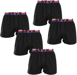 Styx 5PACK férfi bő szárú boxeralsók Styx sportos gumipánt fekete tricolor (5B1960) M