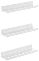  Fali polc 3 lebegő polc keretek és könyvek számára, 38 x 10 cm, MDF Fehér LWS38WT (LWS38WT XXX)