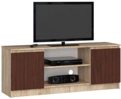 AKORD - 140 cm-es modern TV szekrény, CLP Stílus, Sonoma Tölgy és Wenge Kivitelben, 2 ajtós, 2 polcos kialakítással, önszereléshez, minőségi laminált lapból (OP0LRTVDABVEN002)