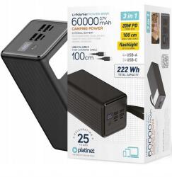 Platinet Power Bank Gyors Erős Akkumulátor 4x Usb 2x Usb-c 60000mAh Pd Qc 3.0 20W (PMPB6020)