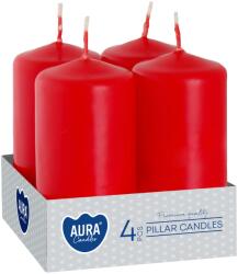 AURA Hagyományos paraffin gyertya illatmentes 40/80 Piros Aura 4 db (sw40/80-030)