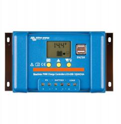 Victron Energy Töltésszabályozó Victron Energy BlueSolar PWM-LCD&USB 12/24V-10A, 2 USB, 5 év garancia (36527)