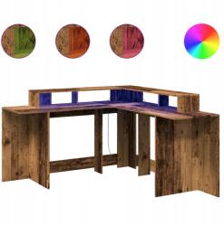 vidaXL Íróasztal Led háttérvilágítással, régi fa, 152x152x91 cm (3309463)