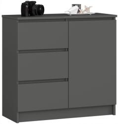 AKORD Komód Jerry K 80 cm 1 ajtós 3 fiókos grafitszürke (OP0LK-JERRYSZAR)