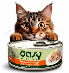Oasy macska natúr csirke sajttal nedves macskaeledel 70g