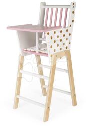 Janod Fa játék etetőszék Candy Chic High Chair Janod párnával 42 cm játékbabának (J05888)