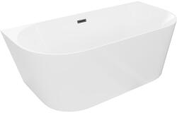 Mexen Oval Slim свободностояща стена вана 170 х 80 см, бяла, черен преливник - 52661708000-70 (52661708000-70)