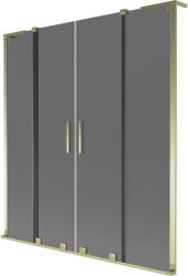 Mexen Velar L Duo преграда за вана 2-крилна плъзгаща, 140 x 150 см, графит, злато - 896-140-003-42-50 (896-140-003-42-50)