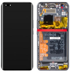 Huawei Honor Magic5 Pro Előlap Keret+LCD Kijelző+Érintőpanel+Akkumulátor, Fekete (0235AFDG) Service Pack