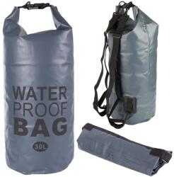  Vízálló szárazzsák hátizsák, 30 l, szürke nylon, roll-top zár (01879_SZ)