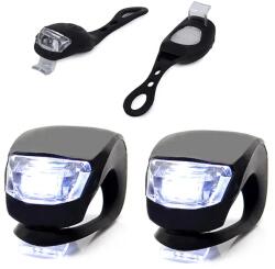 2 db szilikon első kerékpár lámpa, 2 LED, vízálló, fekete (14280_CZ)