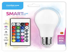 Modee LED lámpa E27 (9.4W/200°) Körte, A60 - RGB+természetes fehér, távirányítható (MSL-G9,4WE27RGB-R)