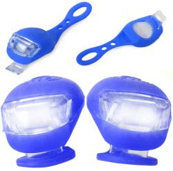 Kék szilikon kerékpár első lámpa készlet, 2 LED, vízálló, 2 db (14280_N)