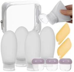 Trizand Átlátszó utazó kozmetikai táska készlet, 4×100 ml palack, 3×20 ml tégely (00024337)