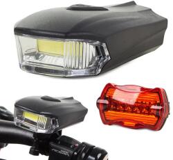 COB LED kerékpár lámpa szett 5 W, első-hátsó, 7 üzemmód, AAA (14215)