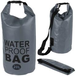 Vízálló szárazzsák hátizsák, 20 l, szürke nylon, ragasztott varrás (01878_SZ)