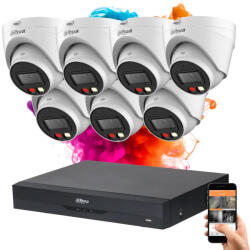 DAHUA 7 dome biztonsági kamerás IP kamera rendszer 4MP színes éjszakai képpel (DAHUA-IP-4MP-1439V-07)