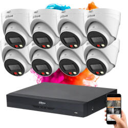 DAHUA 8 dome biztonsági kamerás IP kamera rendszer 4MP színes éjszakai képpel (DAHUA-IP-4MP-1439V-08)