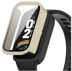 Xiaomi Smart Band 9 Active, Műanyag védőkeret, kijelzővédő üveggel, közepesen ütésálló, szíj nélkül, fehér