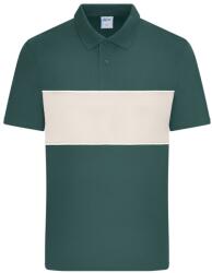 James & Nicholson (Daiber) Kontrasztcsíkos galléros póló 8050 - Füstzöld / homokkő | 2XL (8050-1782974185)