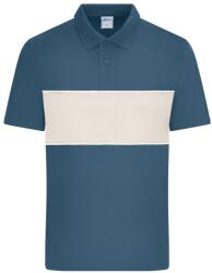 James & Nicholson (Daiber) Kontrasztcsíkos galléros póló 8050 - Dusty blue / homokkő | XL (8050-1782974168)