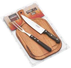 Tramontina Set BBQ Tramontina Polywood 3 piese - Cuțit 20cm, Furculiță 32cm, Placă de tăiat 40x23cm 21198/914