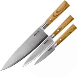Böker Set de cuțite de bucătărie BÖKER DAMAST OLIVE 3 piese 130440SET