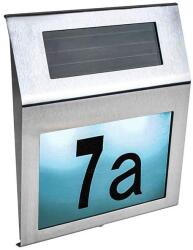 Ledszaki Napelemes akkus rozsdamentes fém házszám világítás. Automatikus alkonykapcsolóval (SA897)