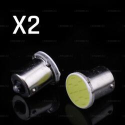 Ledszaki BA15S lapos COB LED, 12V, 6000K, 130Lumen, 1pár! (11510)
