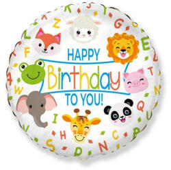 Állatos Happy Birthday Animals fólia lufi 48 cm